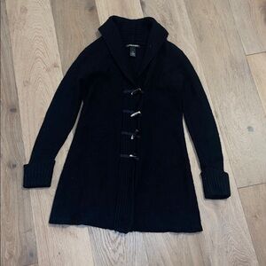 A. Giannetti 100% lambs Wool black  Longline Classic Cardigan Size small button